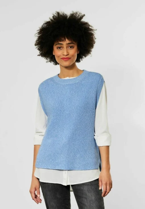 STREET ONE ÄRMELLOSER - Strickpullover - Blau -Bekleidungsgeschäft 3bed55c5429c4b149fa257d967037efb 1