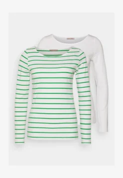 Anna Field 2 PACK - Langarmshirt - White/green -Bekleidungsgeschäft 6aa0aa3b9ccd4732866c62789425ac08